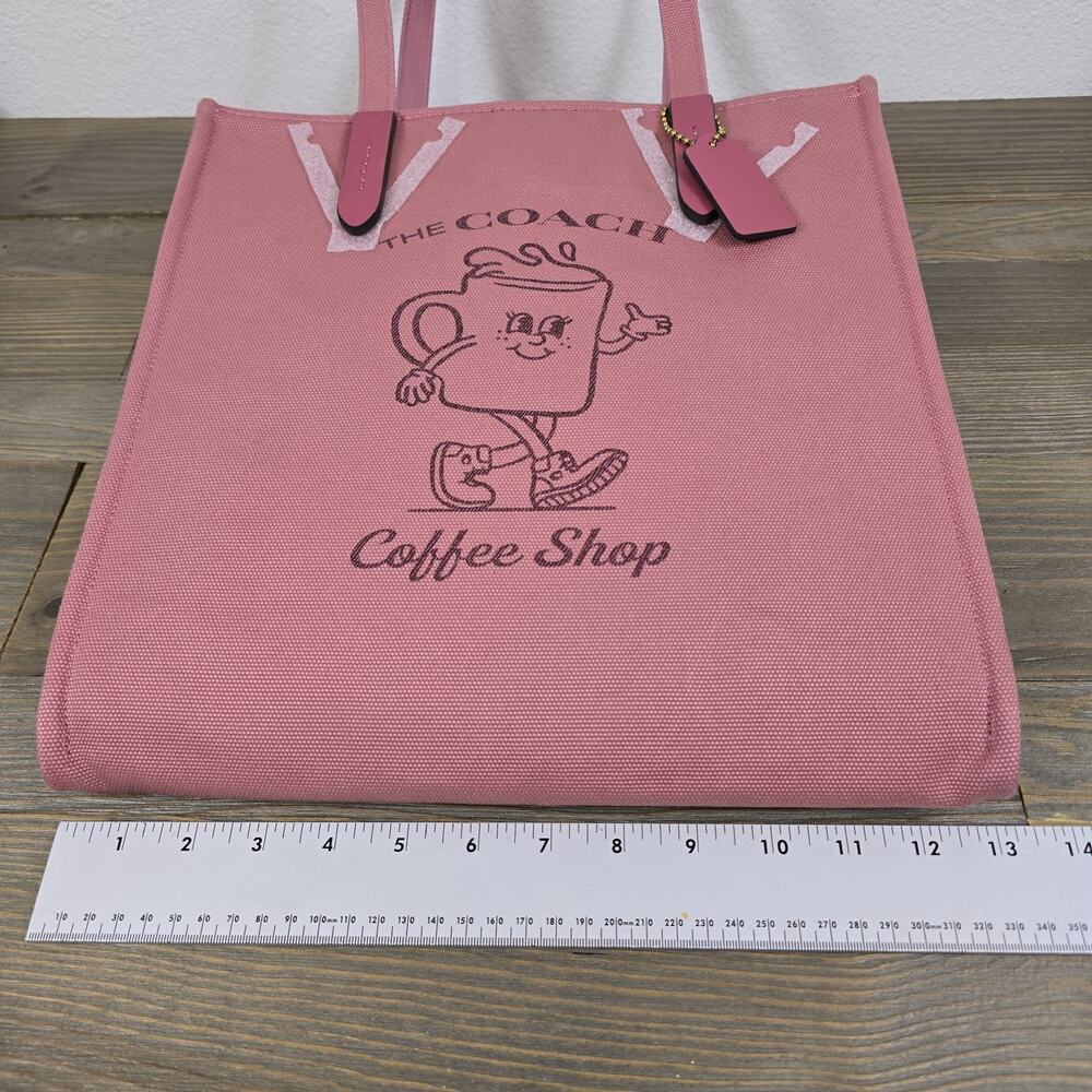 Coach Cafe Lil Miss Jo Coffee Shop Canvas Tote Limited Edition - Rouge Pink NWT - Picture 10 of 12